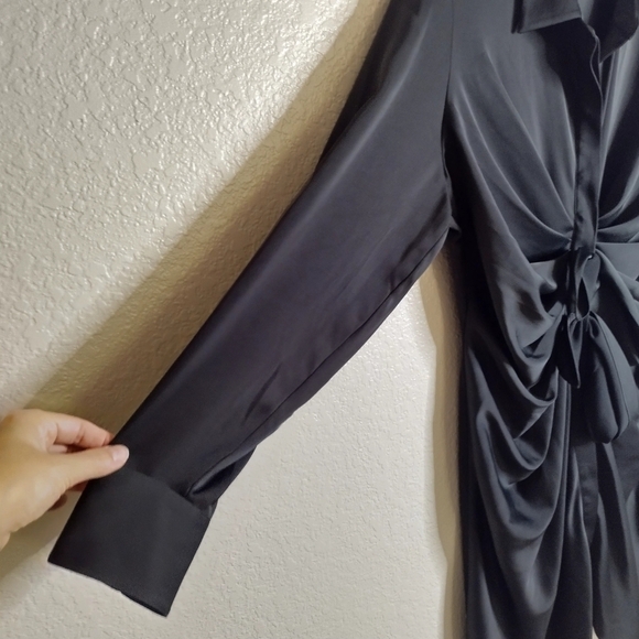 GOOD AMERICAN Tie Front Mini After Party Dress Black Satin sz 5/ 2Xl - Picture 7 of 10